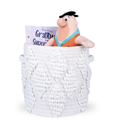 Woven Treasure Round Storage Basket Beige (M)