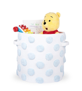 PomPom Round Storage Basket Blue (L)