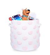 PomPom Round Storage Basket Pink (L)