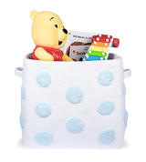 PomPom Rectangular Storage Basket Blue (L)