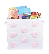 PomPom Rectangular Storage Basket Pink (L)