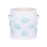 PomPom Round Storage Basket Blue (S)