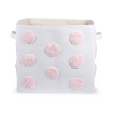 PomPom Rectangular Storage Basket Pink (L)