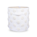 PomPom Round Storage Basket Beige (L)