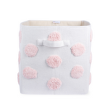 PomPom Rectangular Storage Basket Pink (L)