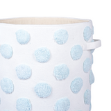 PomPom Round Storage Basket Blue (L)