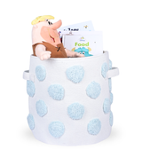 PomPom Round Storage Basket Blue (M)