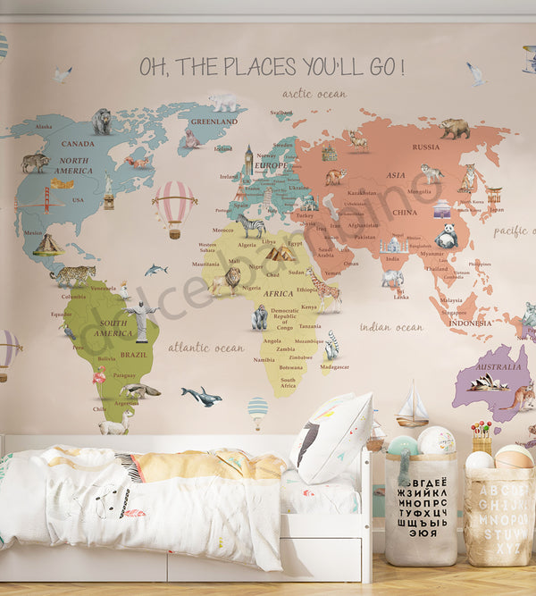 Big Kid Multicolor World Map