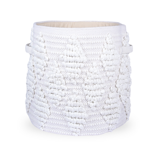 Woven Treasure Round Storage Basket Beige (L)