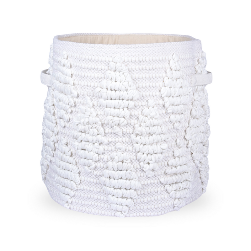 Woven Treasure Round Storage Basket Beige (L)