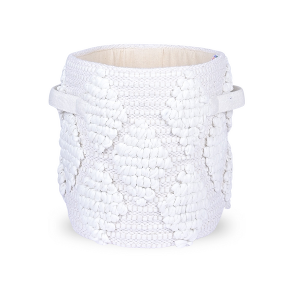 Woven Treasure Round Storage Basket Beige (S)