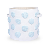 PomPom Round Storage Basket Blue (M)