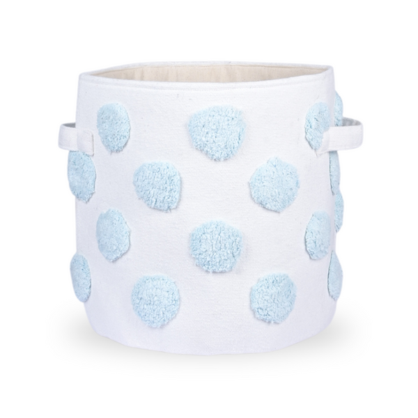 PomPom Round Storage Basket Blue (M)