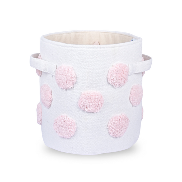 PomPom Round Storage Basket Pink (S)