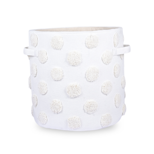 PomPom Round Storage Basket Beige (L)