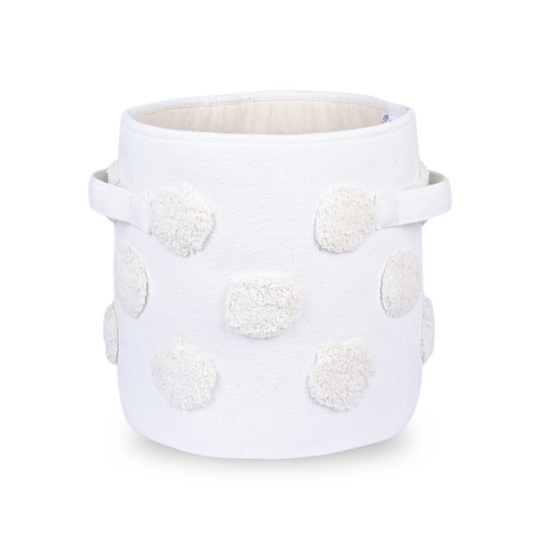 PomPom Round Storage Basket Beige (S)