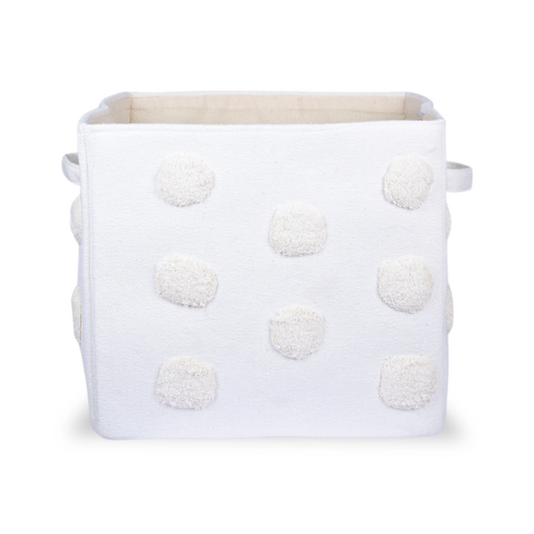 PomPom Rectangular Storage Basket Beige (L)