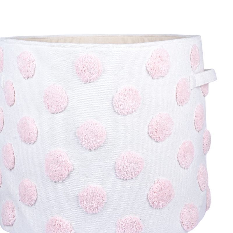 PomPom Round Storage Basket Pink (XL)