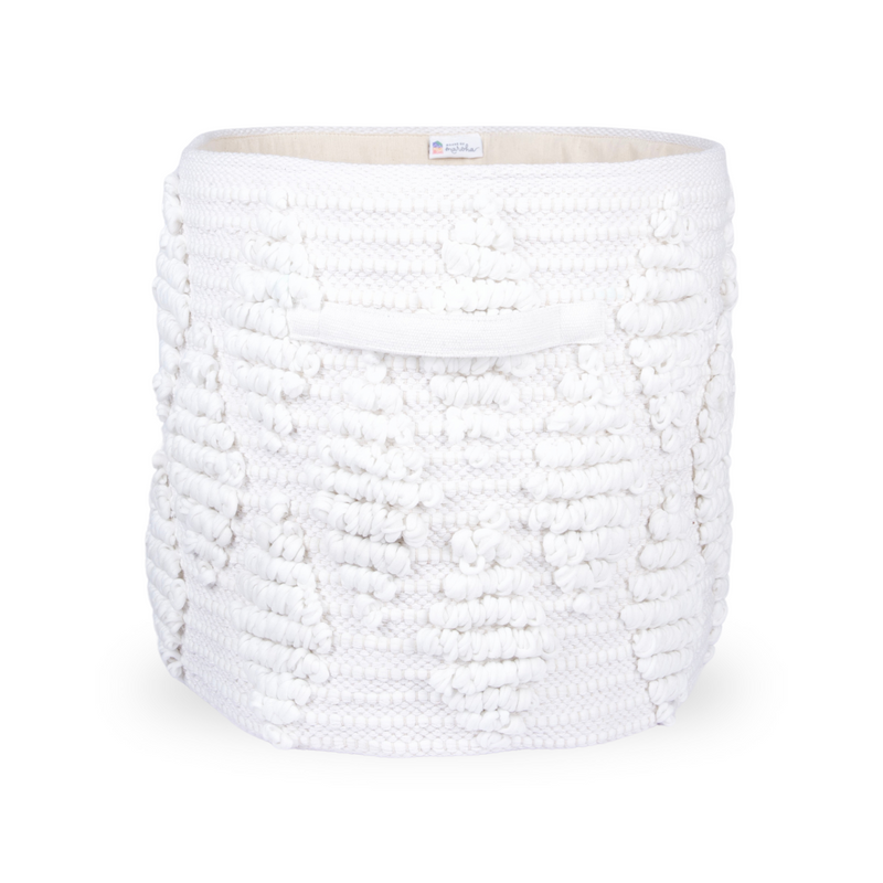 Woven Treasure Round Storage Basket Beige (L)
