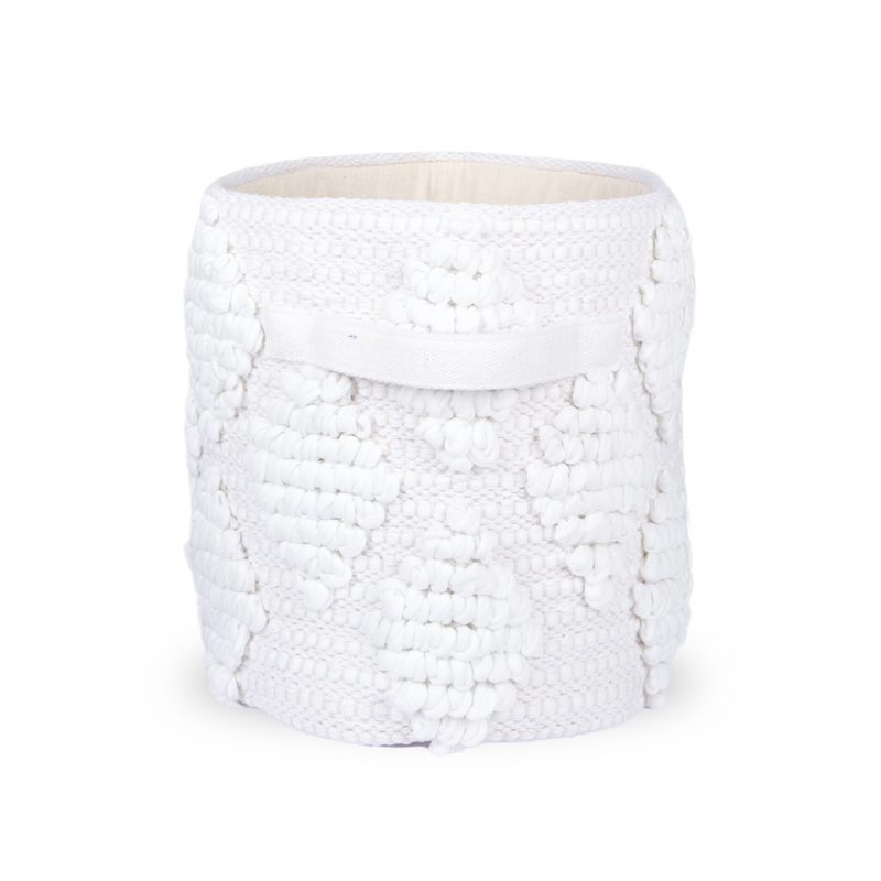 Woven Treasure Round Storage Basket Beige (S)