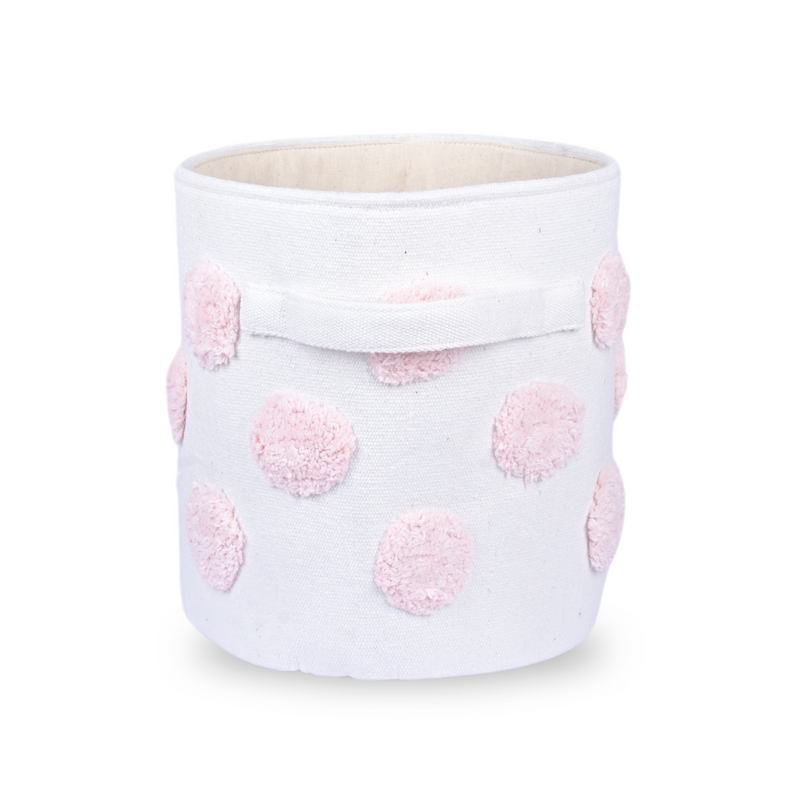PomPom Round Storage Basket Pink (S)