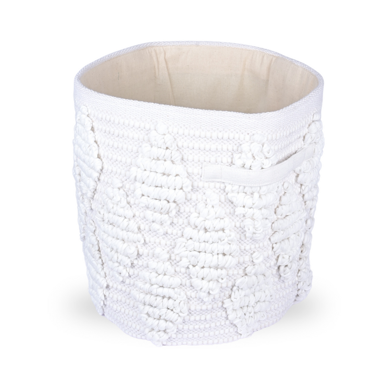 Woven Treasure Round Storage Basket Beige (L)