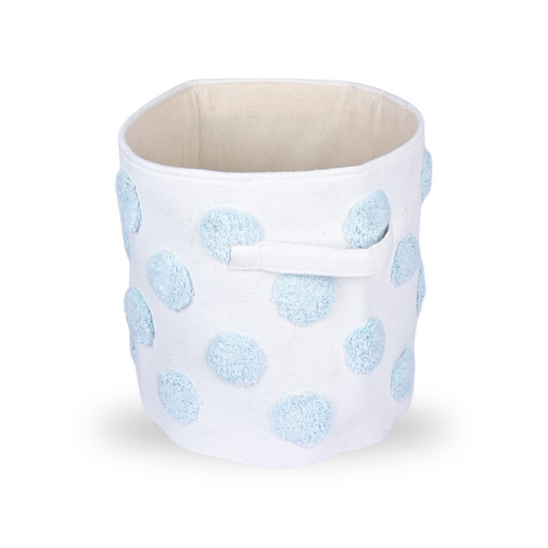 PomPom Round Storage Basket Blue (M)