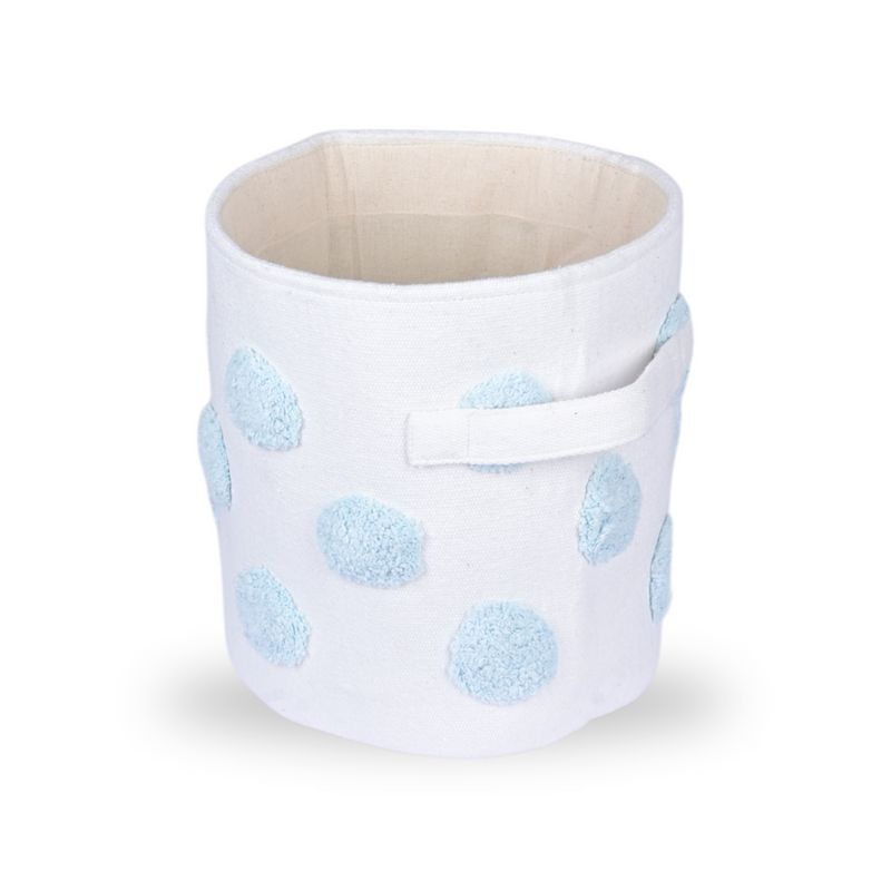 PomPom Round Storage Basket Blue (S)