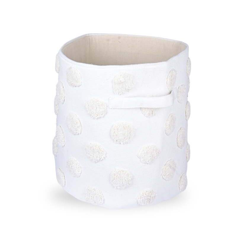 PomPom Round Storage Basket Beige (L)