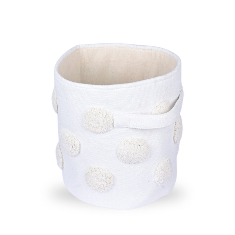 PomPom Round Storage Basket Beige (S)