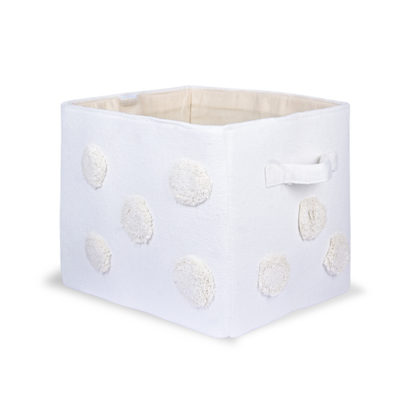 PomPom Rectangular Storage Basket Beige (M)