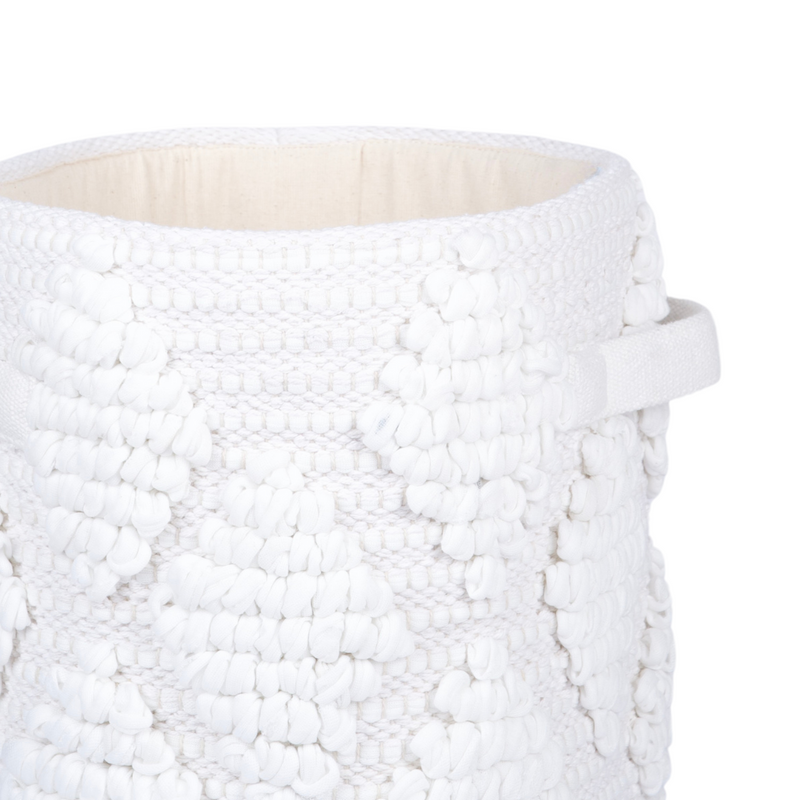 Woven Treasure Round Storage Basket Beige (S)