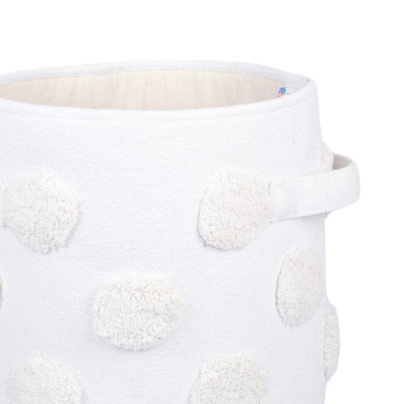 PomPom Round Storage Basket Beige (S)