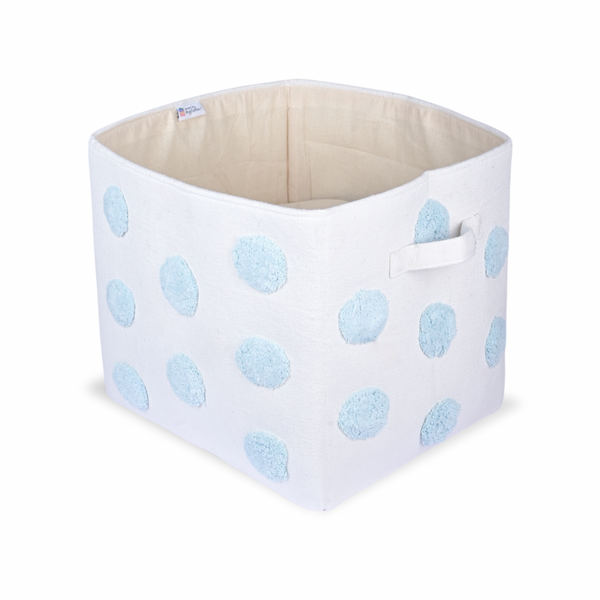 PomPom Rectangular Storage Basket Blue (L)