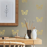 GOLD BUTTERFLY PEEL AND STICK WALL DECALS