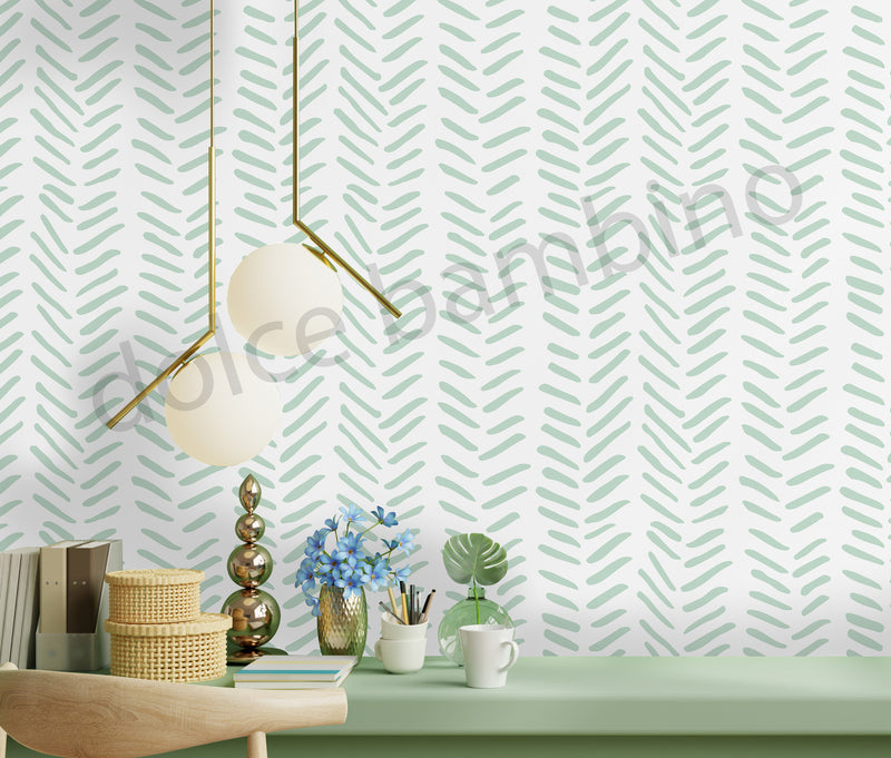 Herringbone Pattern - Sea Green