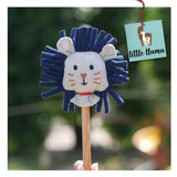 LION WITH WOOL MANE ON STICK