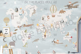 Nordic Fun World Map - Blue