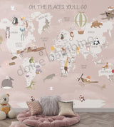Nordic Fun World Map - Pink