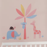 SNUGGLE JUNGLE PASTEL SAFARI ELEPHANT/ GIRAFFE/TREE WALL DECAL