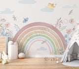 A-list Bollywood actress Soha Ali Khan's Daughter's bedroom with rainbow themed wallpaper with toys, and a teepee.