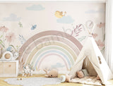 A-list Bollywood actress Soha Ali Khan's Daughter's bedroom with a rainbow mural, teepee, and toys.