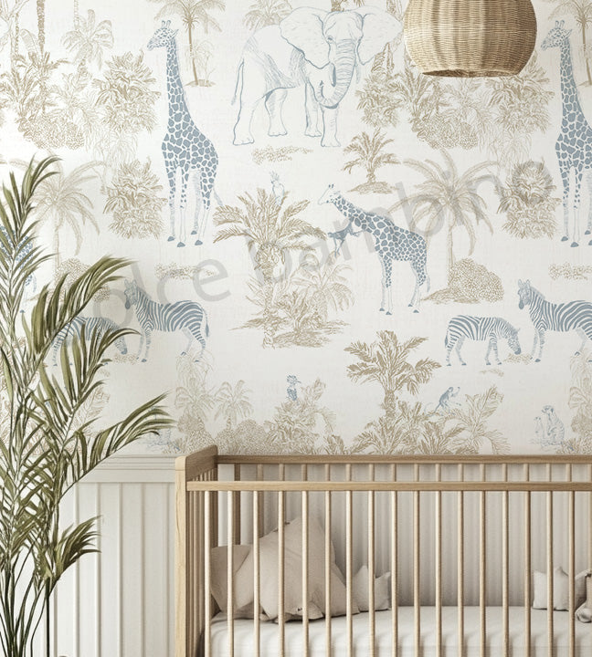 Vintage Safari Escape - Blue Beige