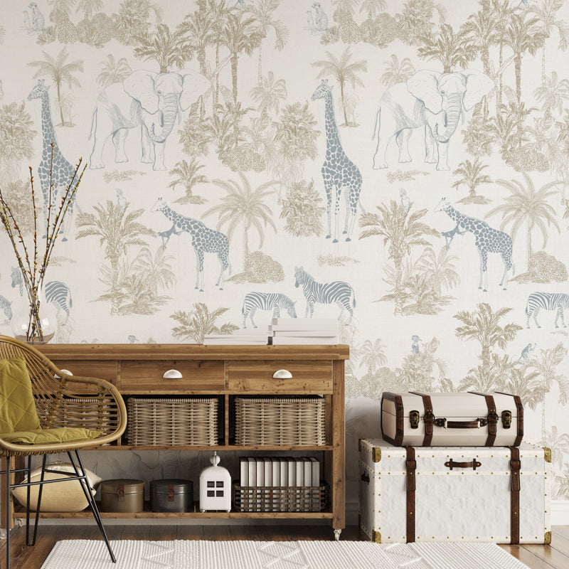 Vintage Safari Escape - Blue Beige