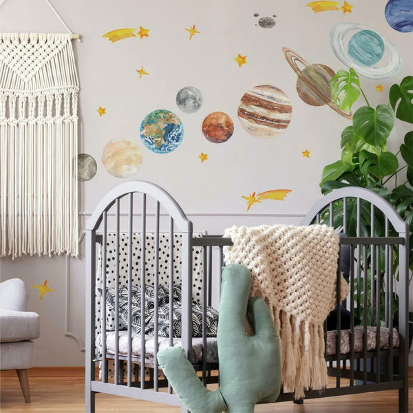 WATERCOLOR PLANETS GIANT WALL DECAL