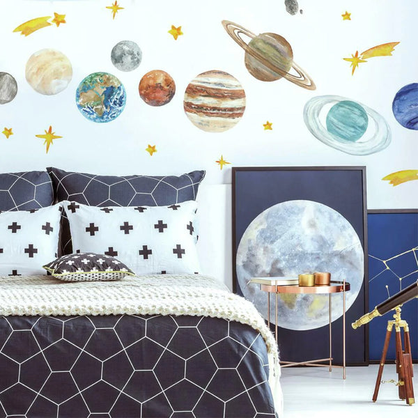 WATERCOLOR PLANETS GIANT WALL DECAL