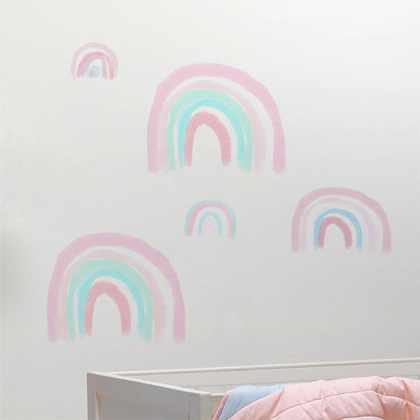 WATERCOLOR PASTEL RAINBOW KIDS WALL DECAL