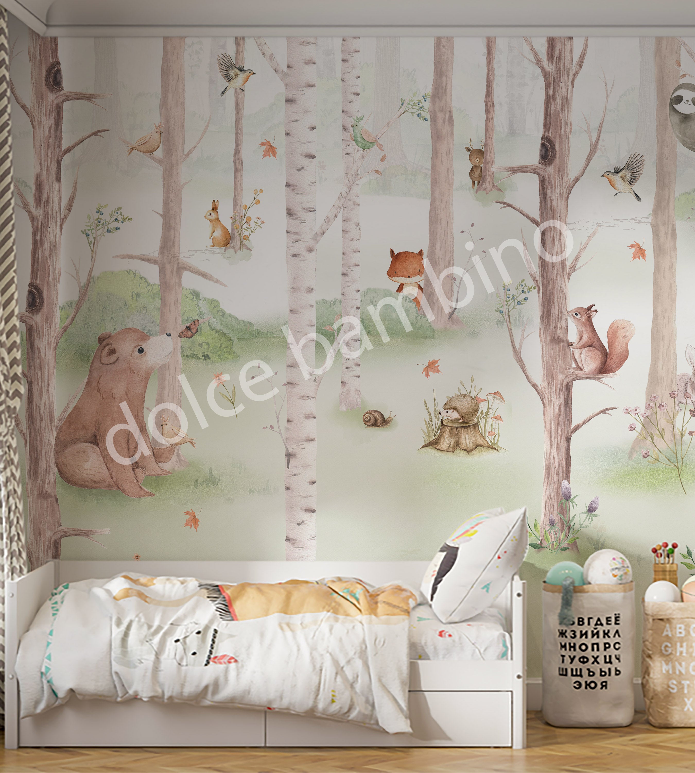 Woodland Themed Wallpaper for Kids - Whimsy Woodside Baby - Custom Made ...
