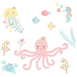 'OCEAN MIST PINK / AQUA SEA ANIMALS' WALL DECALS