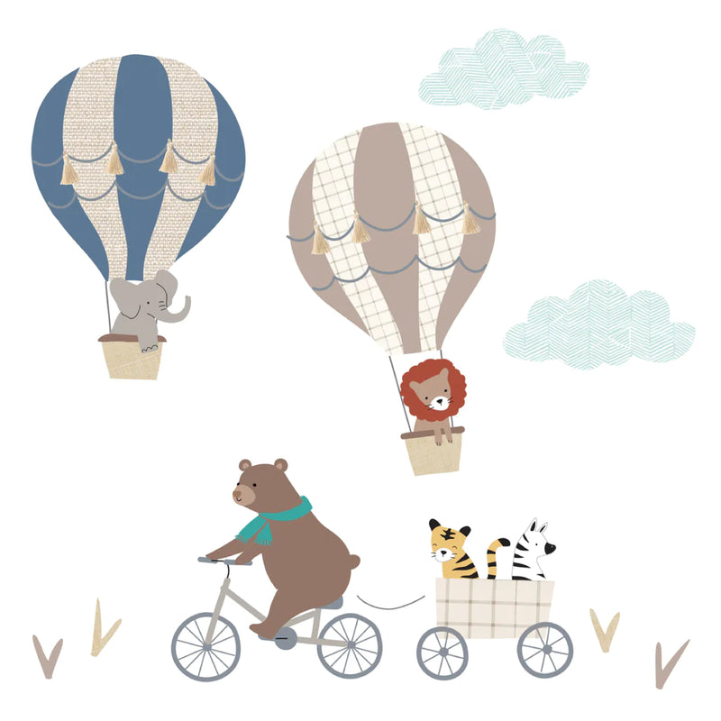 'UP UP AND AWAY HOT AIR BALLOON ANIMALS' WALL DECALS